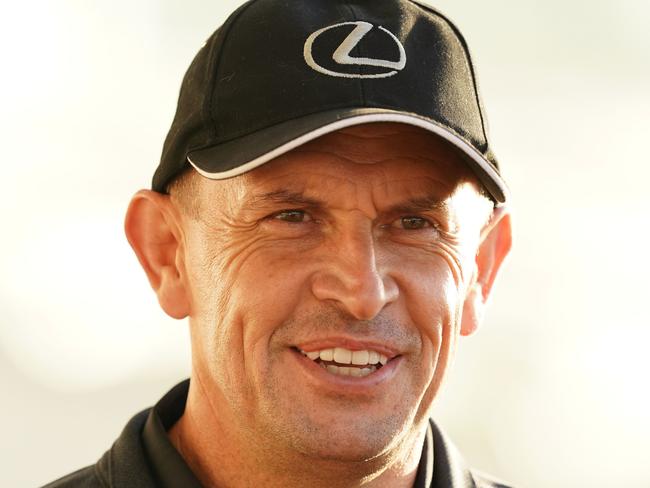 Trainer Chris Waller looks on during trackwork at Flemington Racecourse on February 11, 2022 in Flemington, Australia. (Scott Barbour/Racing Photos via Getty Images)