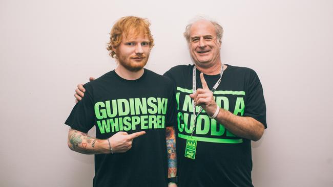 Gudinski with Sheeran in 2015. Picture: Brian Purnell