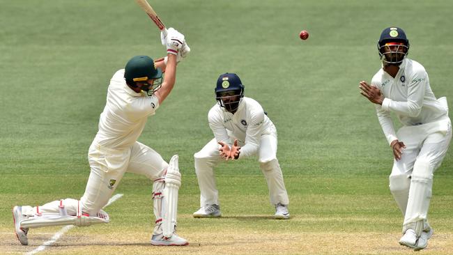 Pat Cummins goes on the attack. Picture: AFP