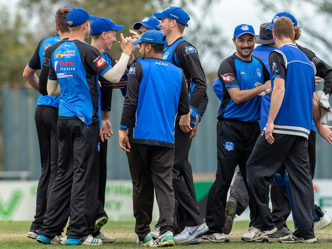 Greenvale Kangaroos celebrate their Vic Super Slam win over Fitzroy Doncaster. Picture: Arj Giese