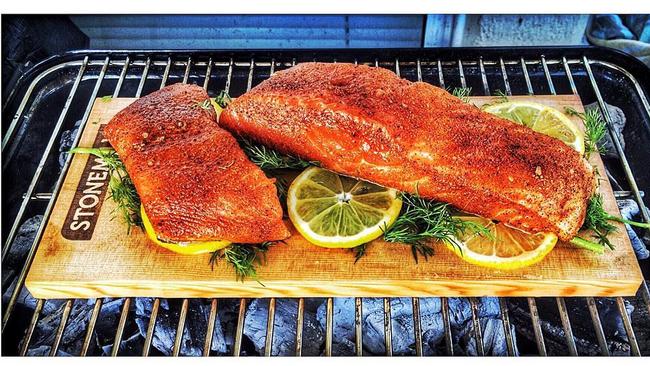 Salmon is great cooked over wood in the barbecue. Picture: Shank Brothers BBQ