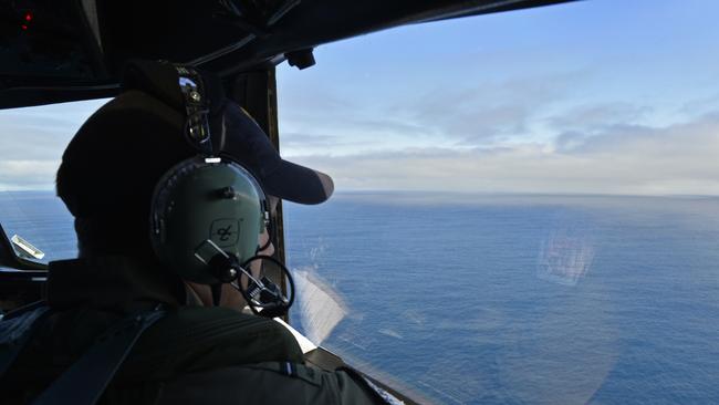 Australian RAAF Orion P3 searching southern Indian Ocean 2400Kms south west of Perth, for MH370. Picture: Supplied