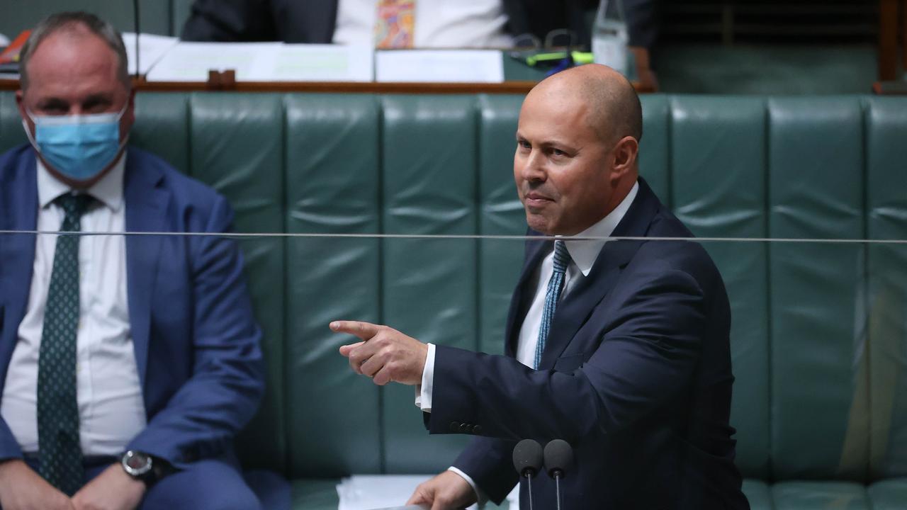 Treasurer Josh Frydenberg couldn’t be happier. Picture: NCA NewsWire / Gary Ramage