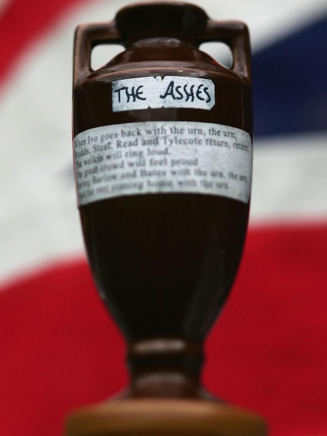 A replica Ashes urn is seen during the fourth Ashes test at the MCG. 