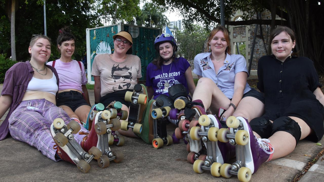 Ellyane Wall, Jane-Louise Mercer, Louise Gabauer, Thea Benpurath, Rosie King and Taylor Sigston at the City of Darwin International Women's Day walk and Celebrations, Saturday March 5.