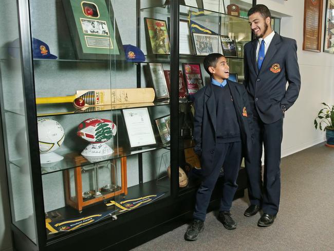 Mohamed Shaar and Amin Aggag discuss the sports displays. Picture: Richard Dobson