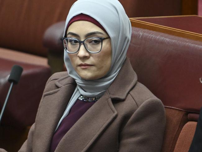 CANBERRA, Australia - NewsWire Photos - July 1, 2024: Senator Fatima Payman during Question Time in the Senate at Parliament House in Canberra. Picture: NewsWire / Martin Ollman