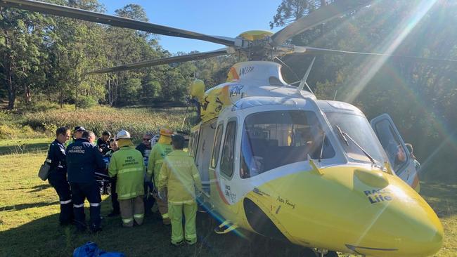 The man was airlifted to the Sunshine Coast in a serious condition.