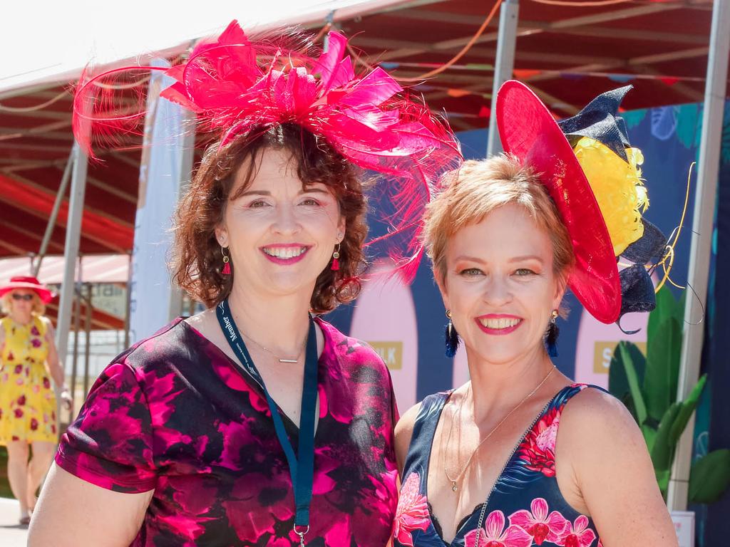 Liza Dodsworth (L) and Simone Tschumen at Bridge Toyota Ladies Day . Picture GLENN CAMPBELL