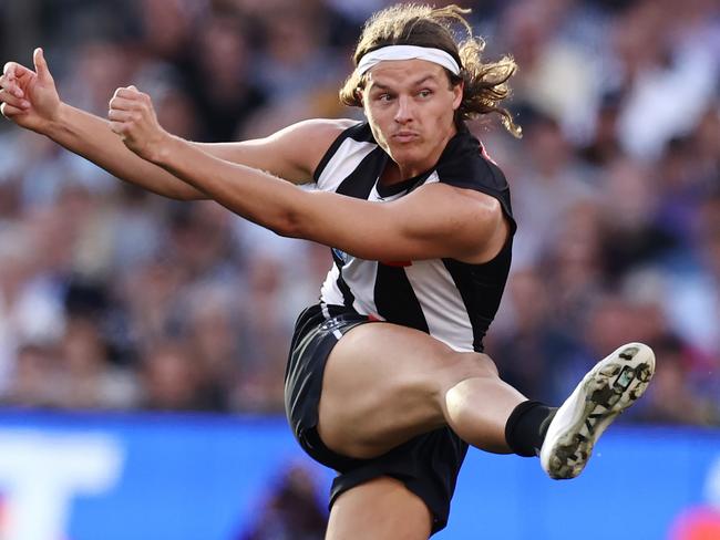 MELBOURNE , AUSTRALIA. September 30, 2023. AFL Grand Final between Collingwood and the Brisbane Lions at the MCG.   Jack Ginnivan of the Magpies   .Picture by Michael Klein