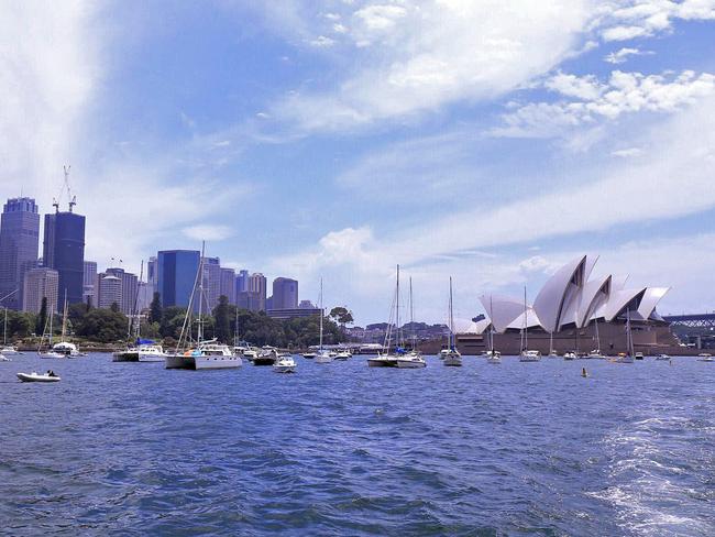 Boats are pictured as they claim a spot on Sydney Harbour ahead of the 2018-2019 New Year's Eve celebrations. Picture: Lily Barlow / One Ocean Sailing
