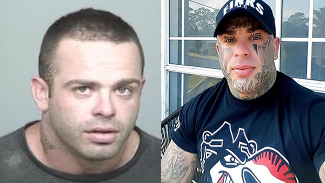 Inked in: Troy Fornaciari (left) over four years ago and (right) now with his heavily-inked in face.