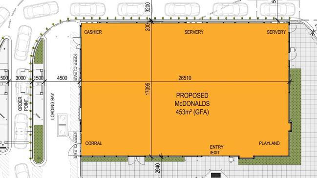 A site plan for the new McDonald's at Maryborough.