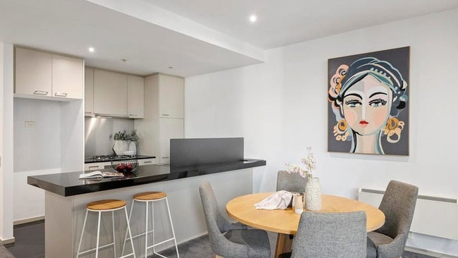 This Docklands apartment is among those now in the black, sold for $591,000 in 2017 and earlier this month for $655,000 — a $64,000 uptick in the space of eight years.