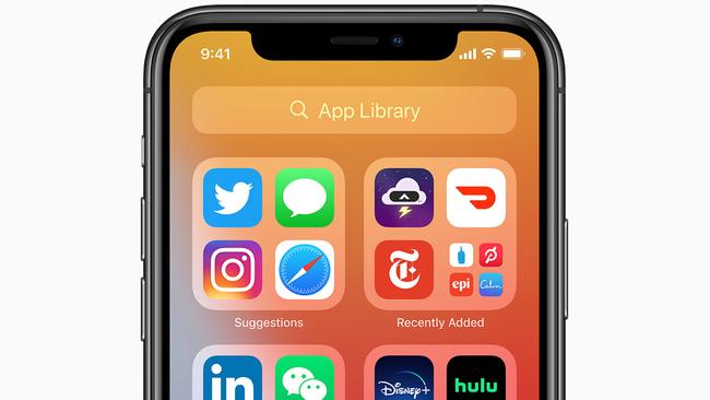 Apple 's App Library automatically curates your apps into folders.