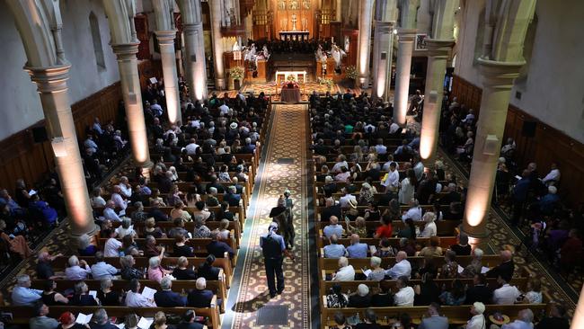 Mourners gather at St Peter’s Cathedral in Adelaide to farewell Dr O’Donoghue. Picture: NCA NewsWire / David Mariuz