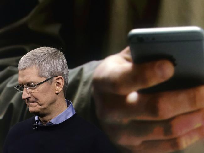 Apple CEO Tim Cook refused a court order to unlock the iPhone used by the San Bernardino terrorists. Picture: AP /Marcio Jose Sanchez