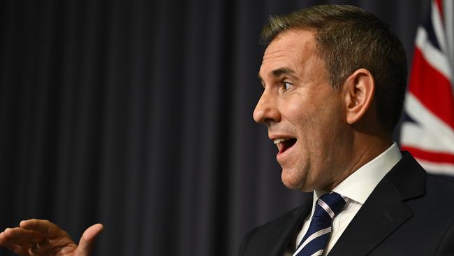 CANBERRA, AUSTRALIA  - NewsWire Photos - February 18, 2025:  Federal Treasurer Jim Chalmers holds a press conference  at Parliament House in Canberra. Picture: NewsWire / Martin Ollman