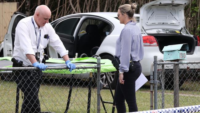 Police investigate at a shooting at Waterford West. Picture: Liam Kidston.