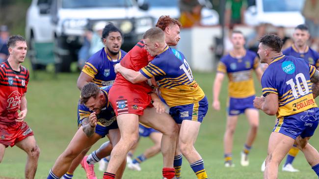 Jacob Kernick hits the defence. Picture: DC Sports Photography