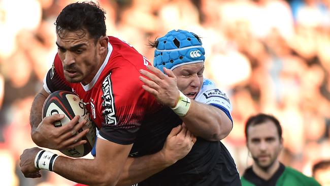 Lock Rory Arnold, in action for Toulouse, is not available for Wallaby selection. Picture: AFP