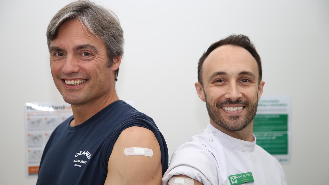 ANU's Dr Nick Coatsworth (L) and TerryWhite Chemmart Chief Pharmacist Brenton Hart. Picture: supplied.