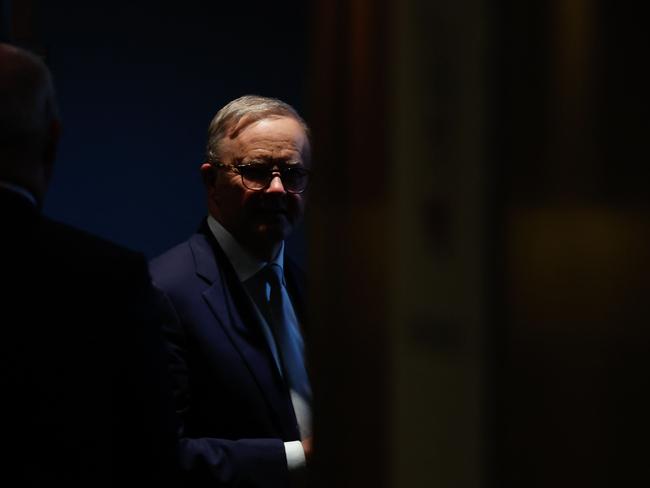 Australia's Prime Minister Anthony Albanese waits for the arrival of  US President Joe Biden, Japan's Prime Minister Fumio Kishida and India's Prime Minister Narendra Modi to hold a quad meeting on the sidelines of the G7 Leaders' Summit in Hiroshima on May 20, 2023. (Photo by JONATHAN ERNST / POOL / AFP)