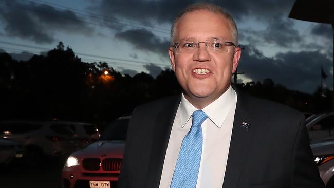 Scott Morrison leaves the Seven West studios in Perth after the debate. Picture: Kym Smith