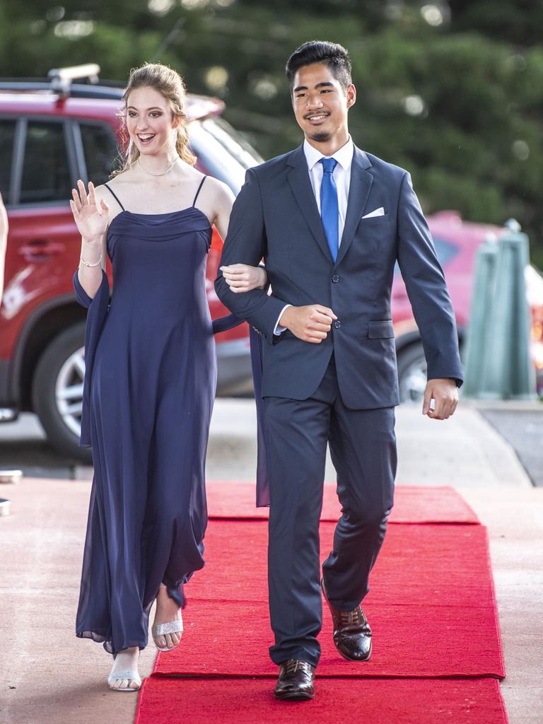 Melanie Caswell and Jeydee Francisco. Toowoomba State High School formal at Picnic Point. Friday, September 9, 2022. Picture: Nev Madsen.