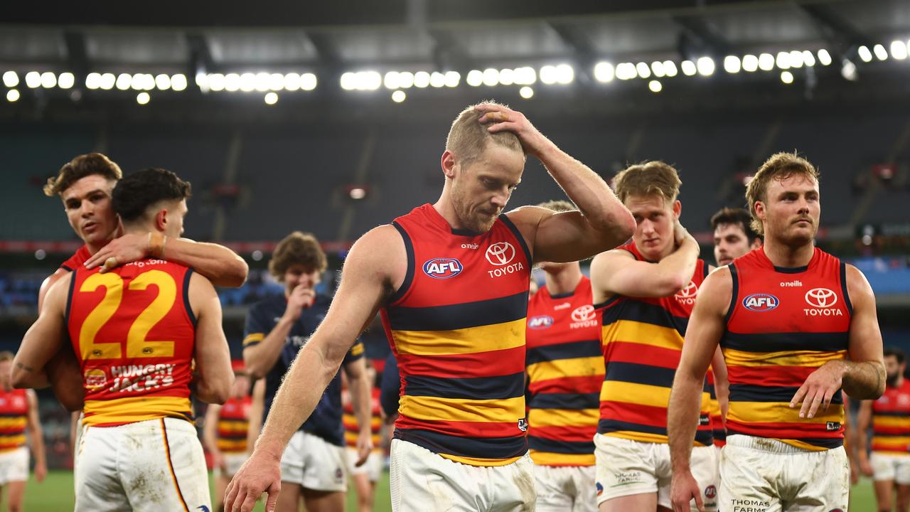 The Crows left their run too late. Picture: Graham Denholm/AFL Photos via Getty Images