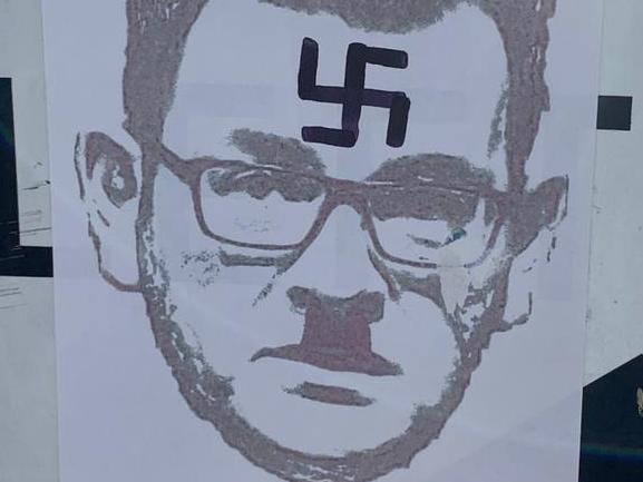 Daniel Andrews offensive poster discovered on Friday at Highett. Picture: Supplied