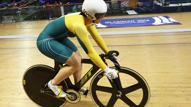 Anna Meares trains in Glasgow.