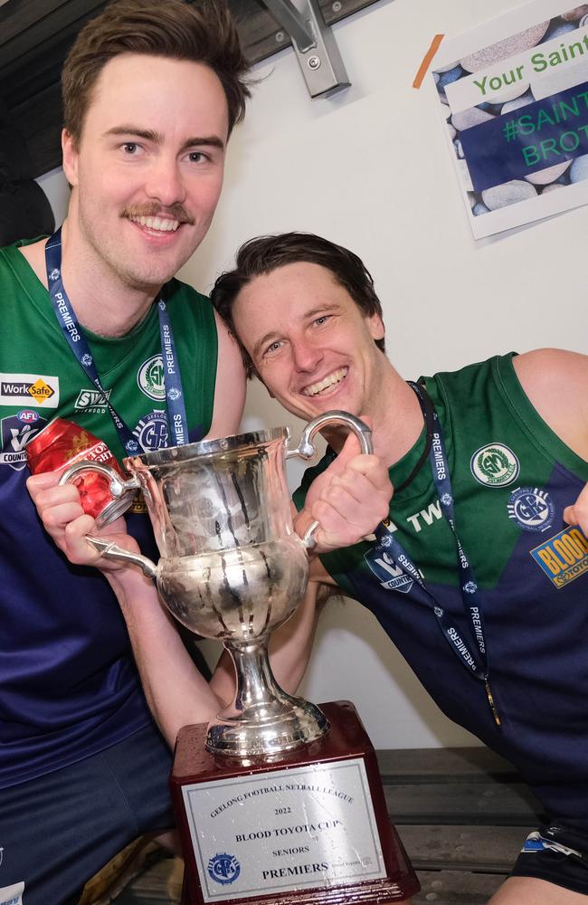 Josh Jaska (right) will return to Anglesea for 2023. Picture: Mark Wilson