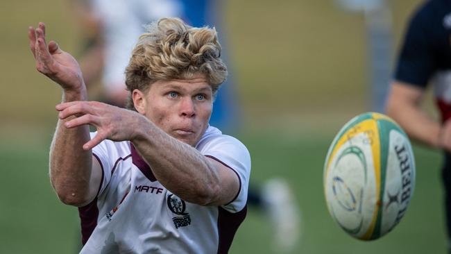 Kye Porter in action for Queensland 2 against New South Wales Juniors at the 2023 Australian Schools Rugby Championship at Eric Tweedale Stadium, Merrylands. Picture: Julian Andrews.