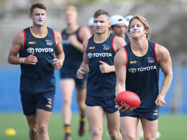 Star Crows Matt Crouch, Rory Laird and Rory Sloane at pre-season training