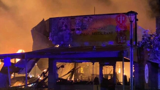 Two buildings have been completely destroyed by the fire in Apollo Bay. Picture: Great Ocean Road Brewhouse