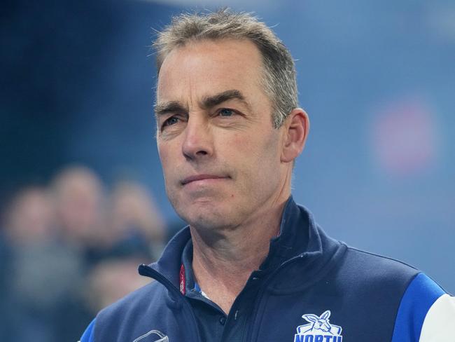 MELBOURNE, AUSTRALIA - JUNE 29: Alastair Clarkson, Senior Coach of the Kangaroos looks on during the round 16 AFL match between North Melbourne Kangaroos and Western Bulldogs at Marvel Stadium, on June 29, 2024, in Melbourne, Australia. (Photo by Daniel Pockett/Getty Images)