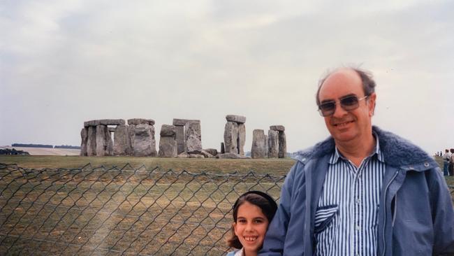 Sarah Holland-Batt and her father Tony at Stonehenge in 1991.