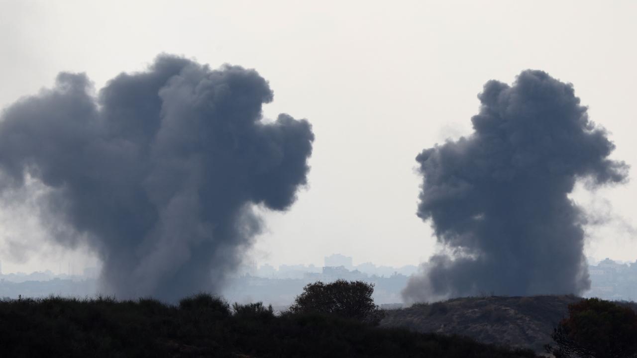 Smoke billowing after Israeli bombardment of an area in the Palestinian enclave. Aid agencies are calling for vital humanitarian aid to be allowed into the Gaza Strip. Picture: AFP