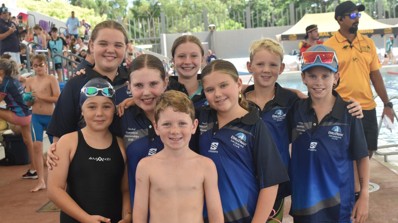 Emu Park Swimming Club members at the Central Queensland Swimming Championships at the 2nd World War Memorial Aquatic Centre, Rockhampton, on March 1, 2025.