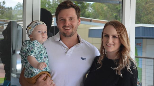 Wylder Lehfeldt of Chermside with his parents David Lehfeldt and Telarni Wilson. Wylder received a cochlear implant when he was nine months old.