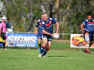 SEASON ON: Cowboys captain Scott Fisher passes in the 38-16 loss to Stanthorpe in second division at Father Ranger Oval. Picture: Gerard Walsh