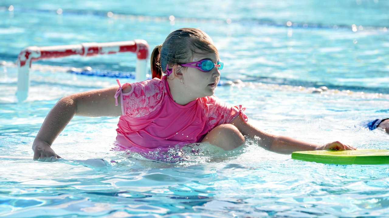 Lucy Sturgeon enjoys swimming lessons. Picture: Tony Martin