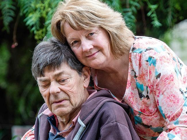 Middleton couple Julie and Geoff Walsh. Geoff suffers from motor neurone disease and they only have a level one home care package when they are assessed for level three and actually need much more, on May 5th, 2021, at their Middleton home.Picture: Tom Huntley