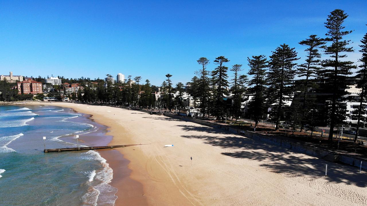Manly Beach was deserted. Picture: Cameron Spencer/Getty Images