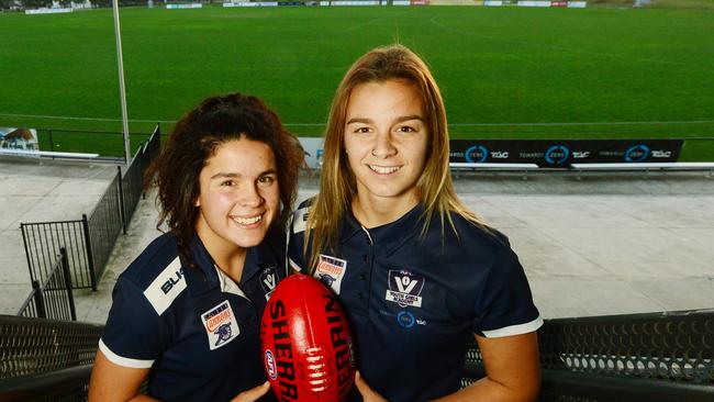 Madison Prespakis (left) and Deanna Berry are prospects for the new AFL Women’s competition. Picture: Carmelo Bazzano.