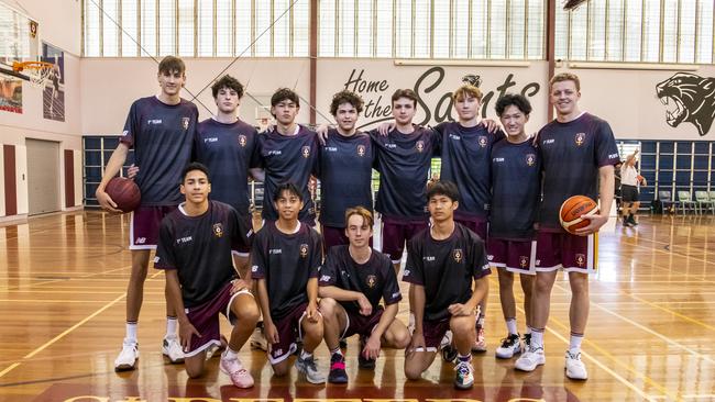 St Peter's Lutheran College's First V team ahead of the AIC Basketball season.