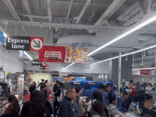 Crowds are building at supermarkets.