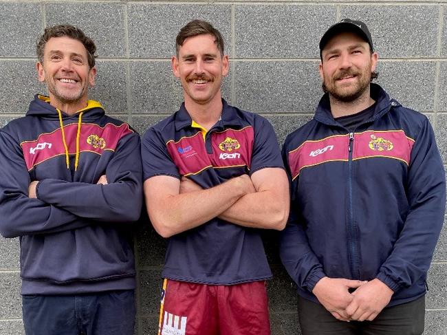 Tyabb coach Anthony Agius (left) with Corey Buchan and Jack Doman. Picture: Facebook