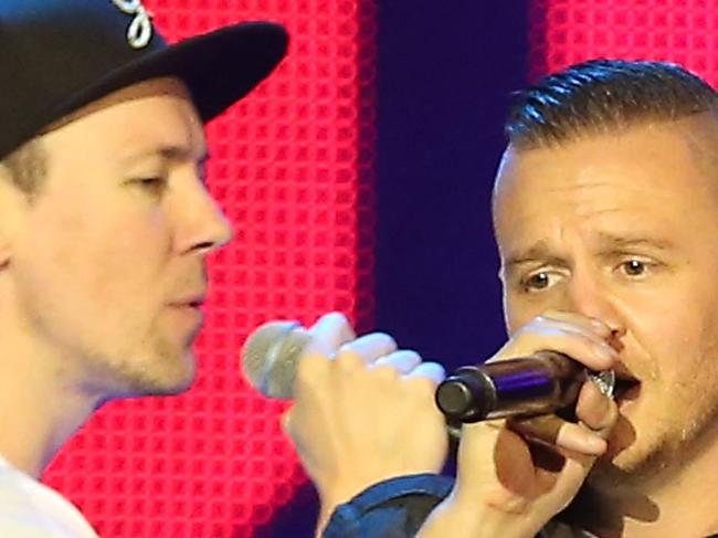 SYDNEY, AUSTRALIA - NOVEMBER 26: Hilltop Hoods perform on stage during the 28th Annual ARIA Awards 2014 at the Star on November 26, 2014 in Sydney, Australia. (Photo by Brendon Thorne/Getty Images)